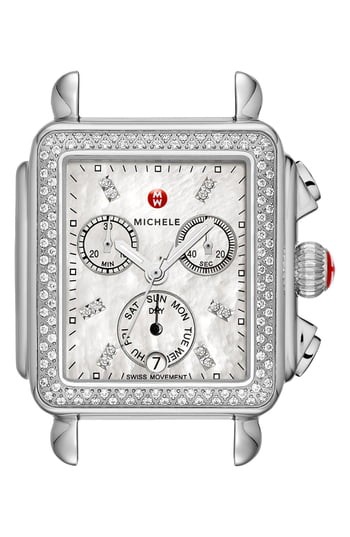 Women's Michele Deco Diamond Diamond Dial Watch Head, 33Mm X 35Mm | Nordstrom