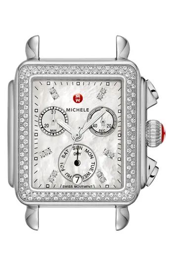 Women's Michele Deco Diamond Diamond Dial Watch Head, 33Mm X 35Mm | Nordstrom