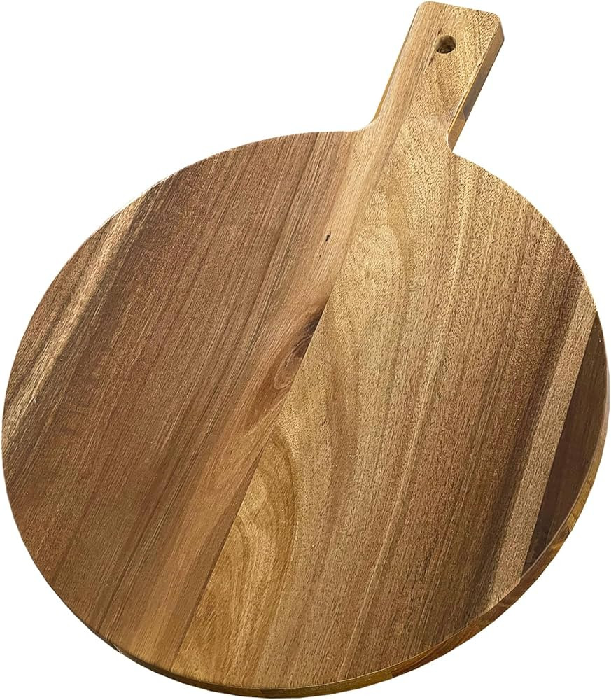Acacia Wood Round Cutting Boards for Kitchen, 16.5''x13'' Large Wooden Cutting Board with Handle ... | Amazon (US)