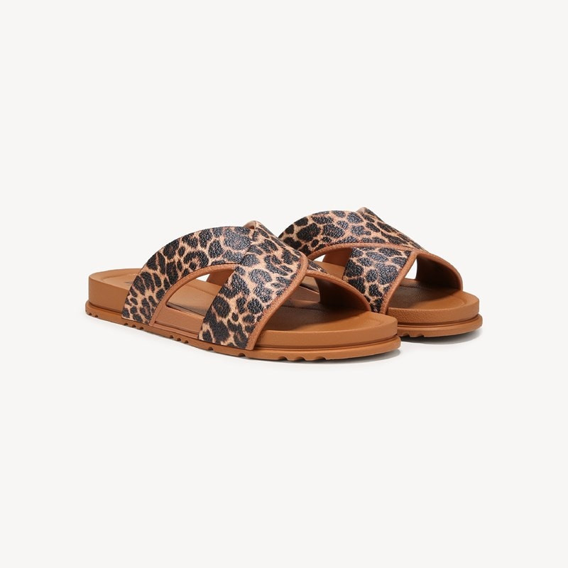 Dr. Scholl's Women's Sun Dreamer Slide Sandal Brown Leopard Faux Leather DRSCH 9.0 M | Dr. Scholls