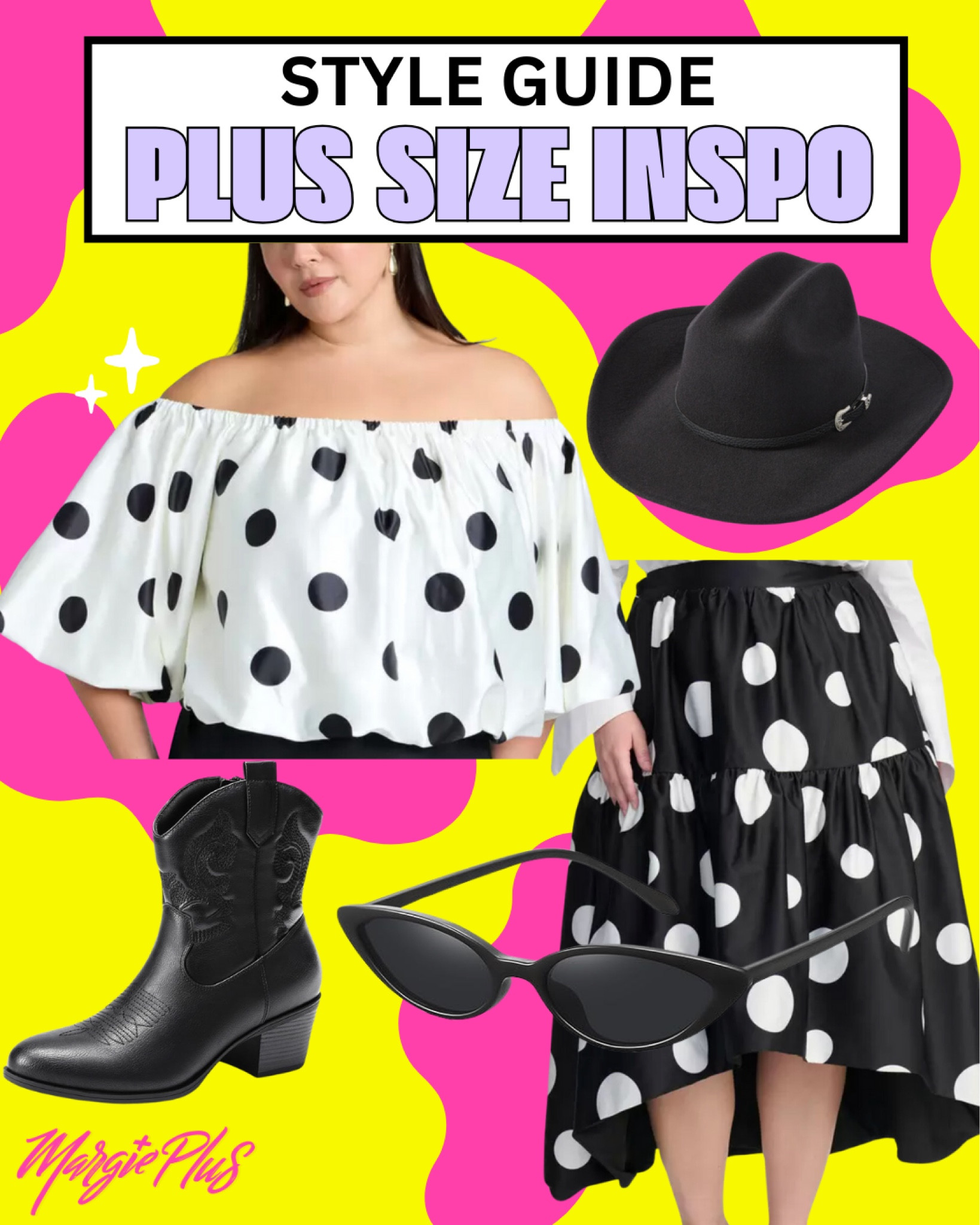 PLUS SIZE Style Inspo serving polka dot cowboy carter with a twist! Love this Eloquii off the shoulder and boot combo #plussize #shopping 

#LTKGiftGuide #LTKPlusSize #LTKStyleTip