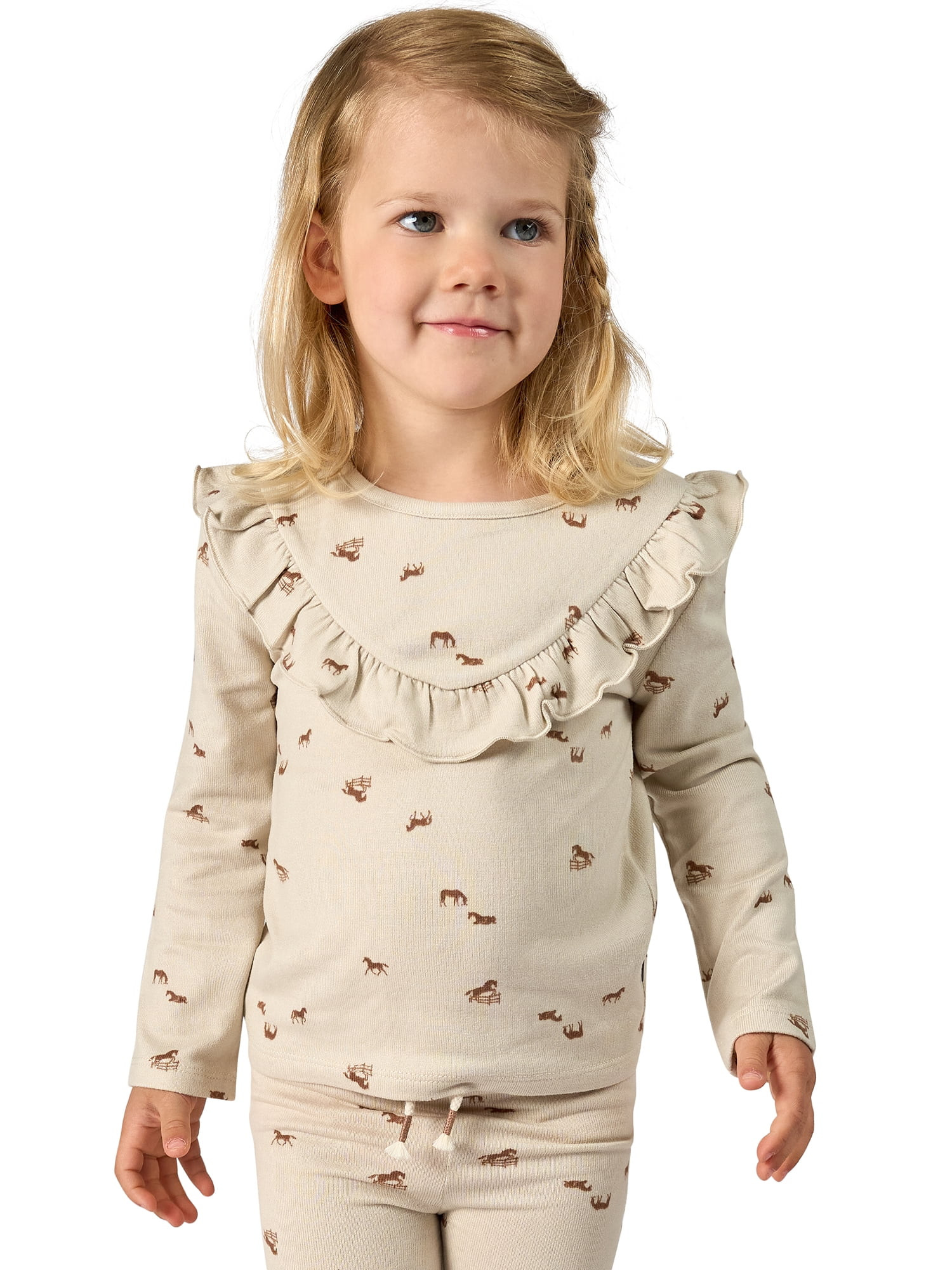 Modern Moments by Gerber Toddler Girl Ruffle Long Sleeve Top, Sizes 12M-5T | Walmart (US)