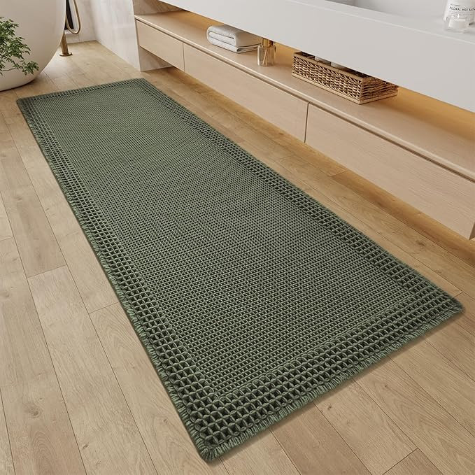 RESARE Christmas Waffle Bathroom Runner Rugs, Super Absorbent Bath Mat Non Slip Washable Quick Dr... | Amazon (US)