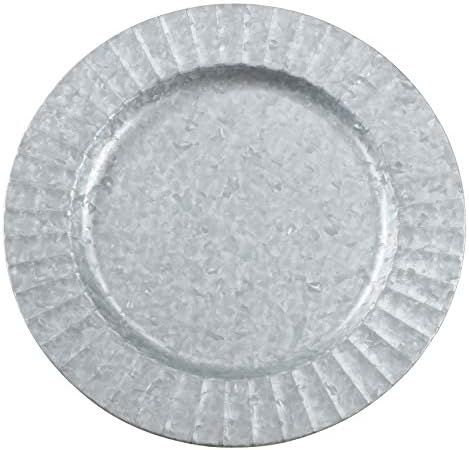 SARO LIFESTYLE Sousplat Collection Metal Charger Plates with Ruffled Galvanized Design (Set of 4)... | Amazon (US)