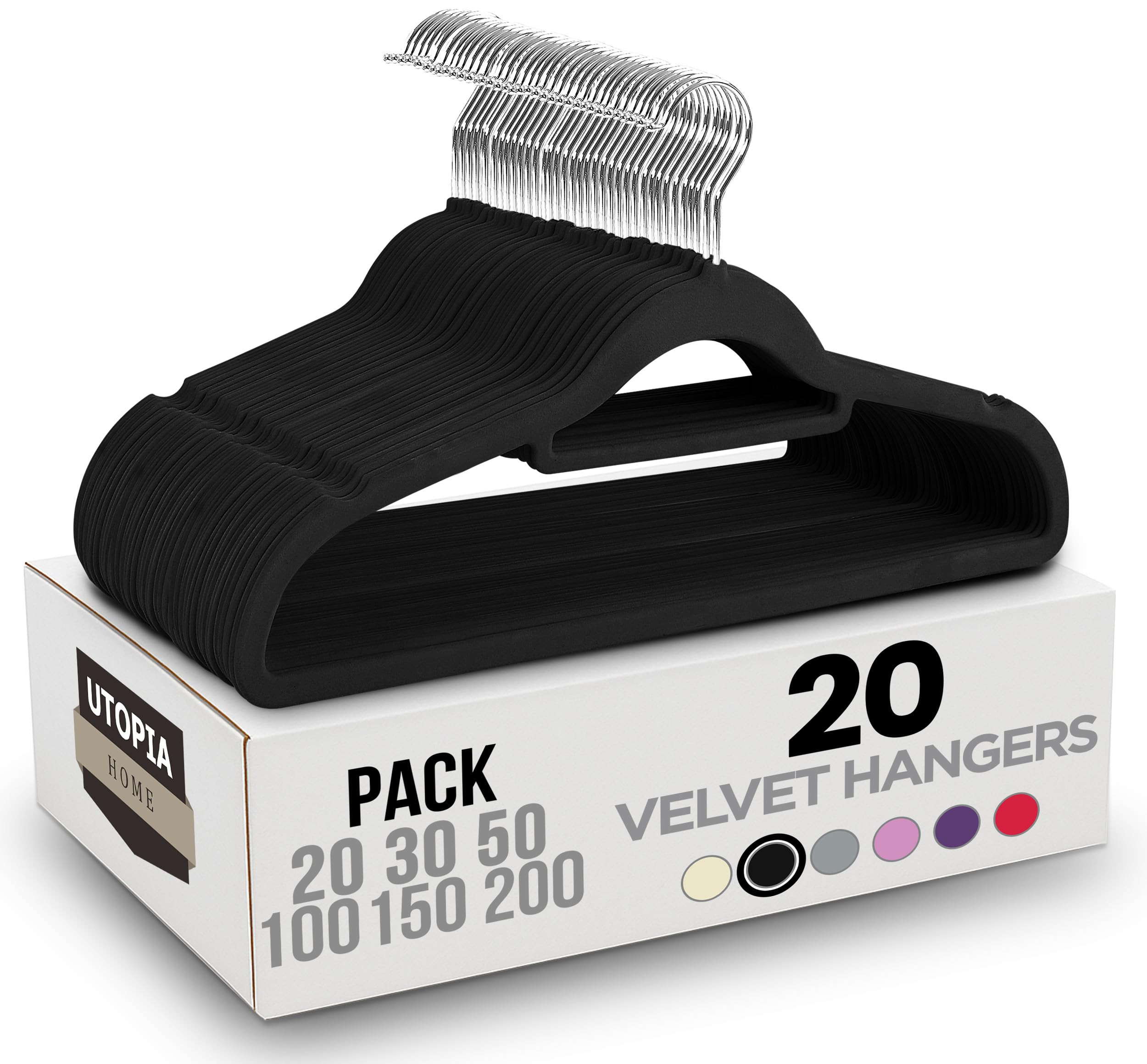 Utopia Home Pack of 20 Velvet Suit Hangers with Tie Bar - Heavy Duty Non-Slip Premium Hangers for... | Amazon (UK)