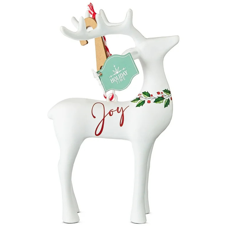 White Deer with Holly Christmas Ornament, 6", by Holiday Time | Walmart (US)