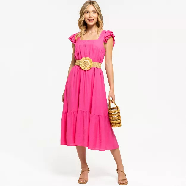 August Sky Women's Flutter Sleeve Midi Dress | Target