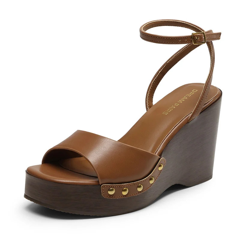 Women’s Studded Square-Toe Boho Wedge Sandals | Dream Pairs