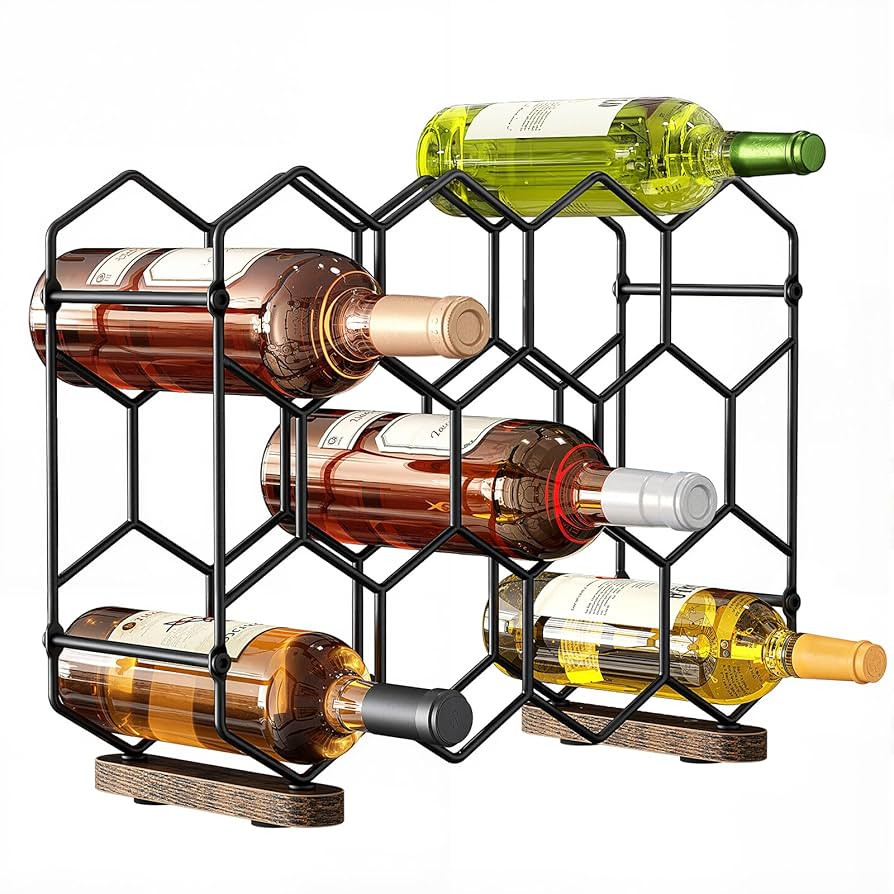 Nuovoware Countertop Wine Rack, 14-Bottle Freestanding Modern Carbon Steel Holder Hexagonal Struc... | Amazon (US)