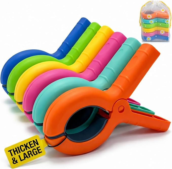 Large Beach Towel Clips for Beach Chairs, 6 Pcs Heavy Duty Towel Holder for Cruise Essentials, Cl... | Amazon (US)