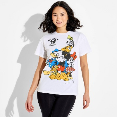 Women's Mickey & Friends Short Sleeve Graphic T-Shirt - Cream XL | Target