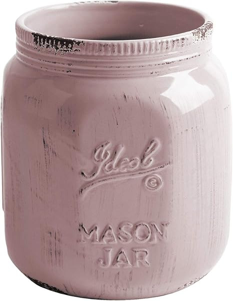 Home Essentials Vintage Mason Jar Collection Antique Blush Utensil Crock, 6.5-Inch Height | Amazon (US)
