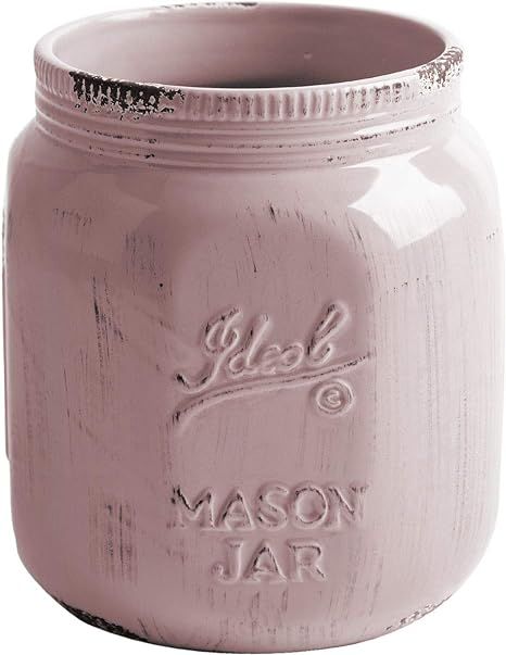 Home Essentials Vintage Mason Jar Collection Antique Blush Utensil Crock, 6.5-Inch Height | Amazon (US)