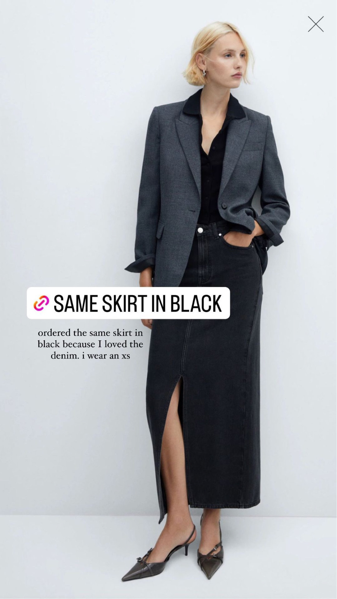 I have this long slit skirt in both denim and black and love it 🖤 I wear size XS. 

Fall outfits; fall style; mom style; casual style; denim skirt; black denim skirt; slit skirt; mango; workwear; Christine Andrew 

#LTKSeasonal #LTKworkwear #LTKstyletip