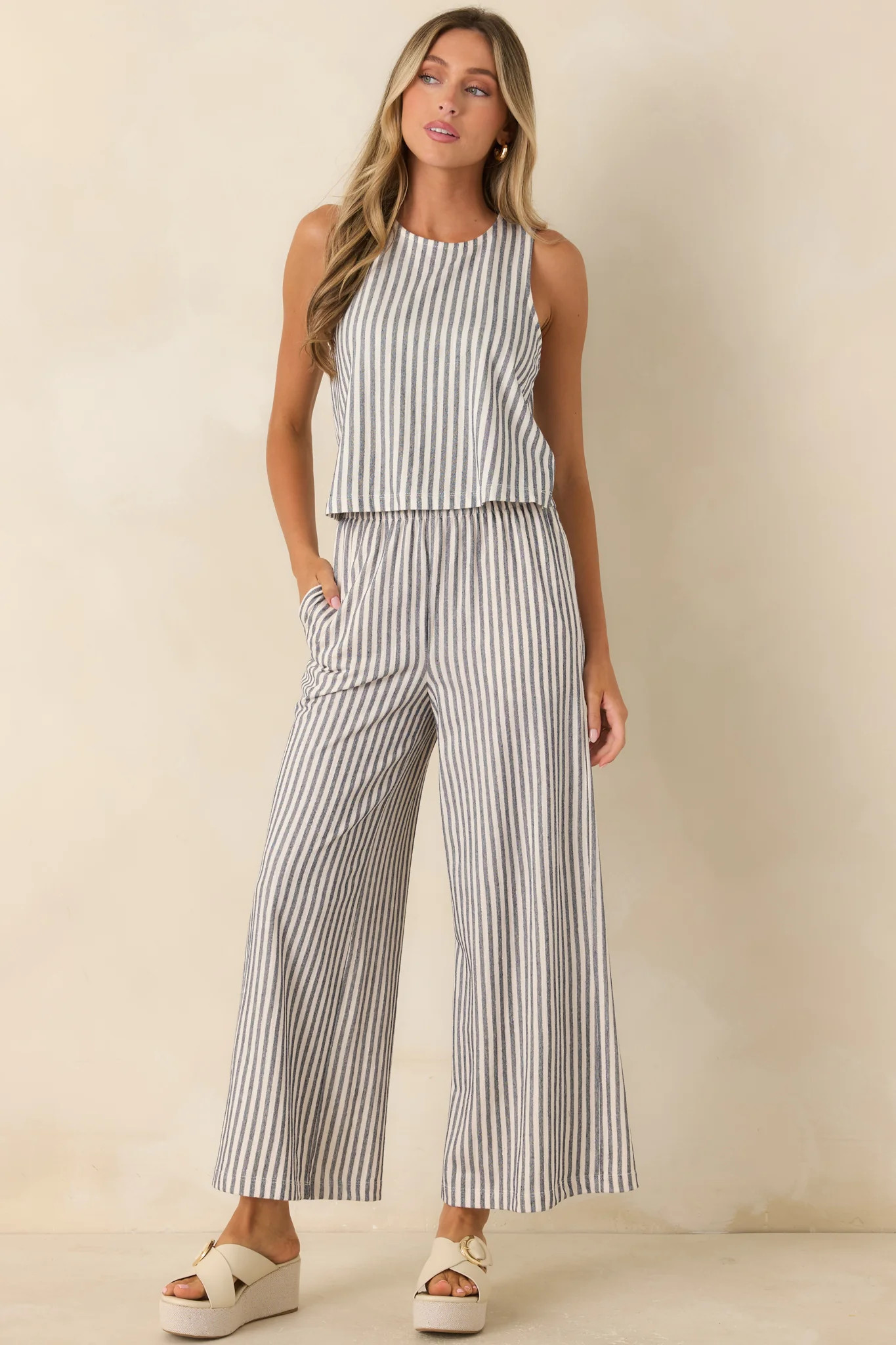 Z Supply Sloane Navy & Ivory Cotton Knit Stripe Top | Red Dress