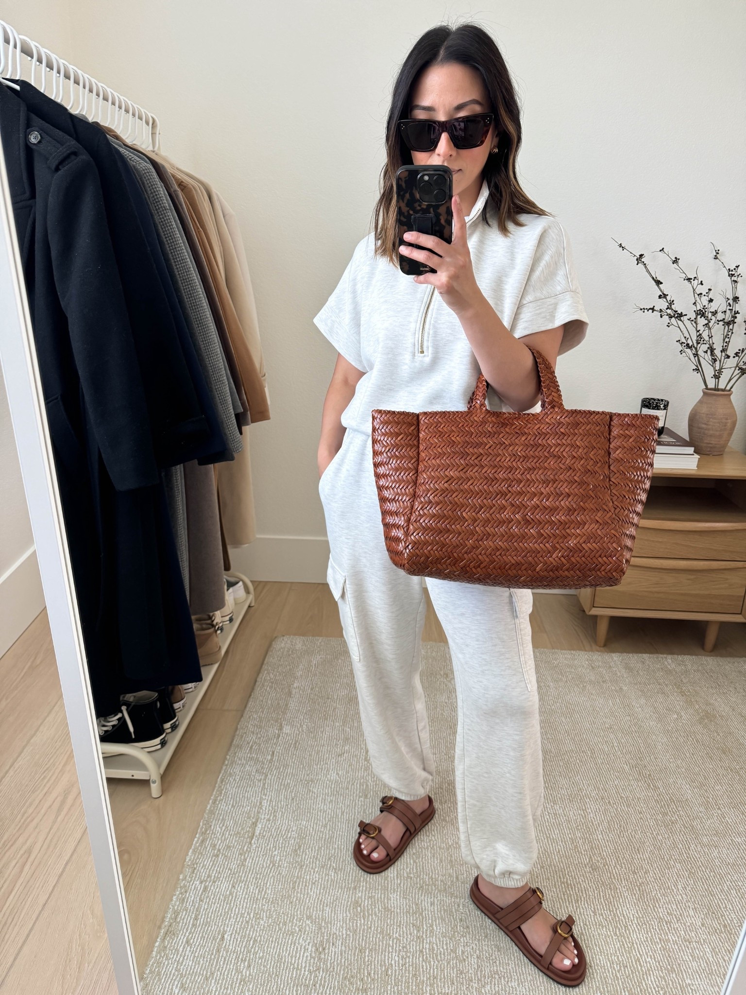 Varley sets are truly the best. They're great for mom life, for travel, and they're petite-friendly. Truly butter soft, amazing quality, and just so darn comfy. The perfect way to look elevated without trying. Pants are petite-friendly. 

Varley Short Sleeve Pullover xs
Varley pants xs
Latona Suede slide 6
Marea tote
Celine sunglasses 
Dorsey James necklace 15”
J.crew earrings  

Petite style, athleisure, spring outfits 2026, mom outfit 

#LTKPetite #LTKmomlife #LTKootd