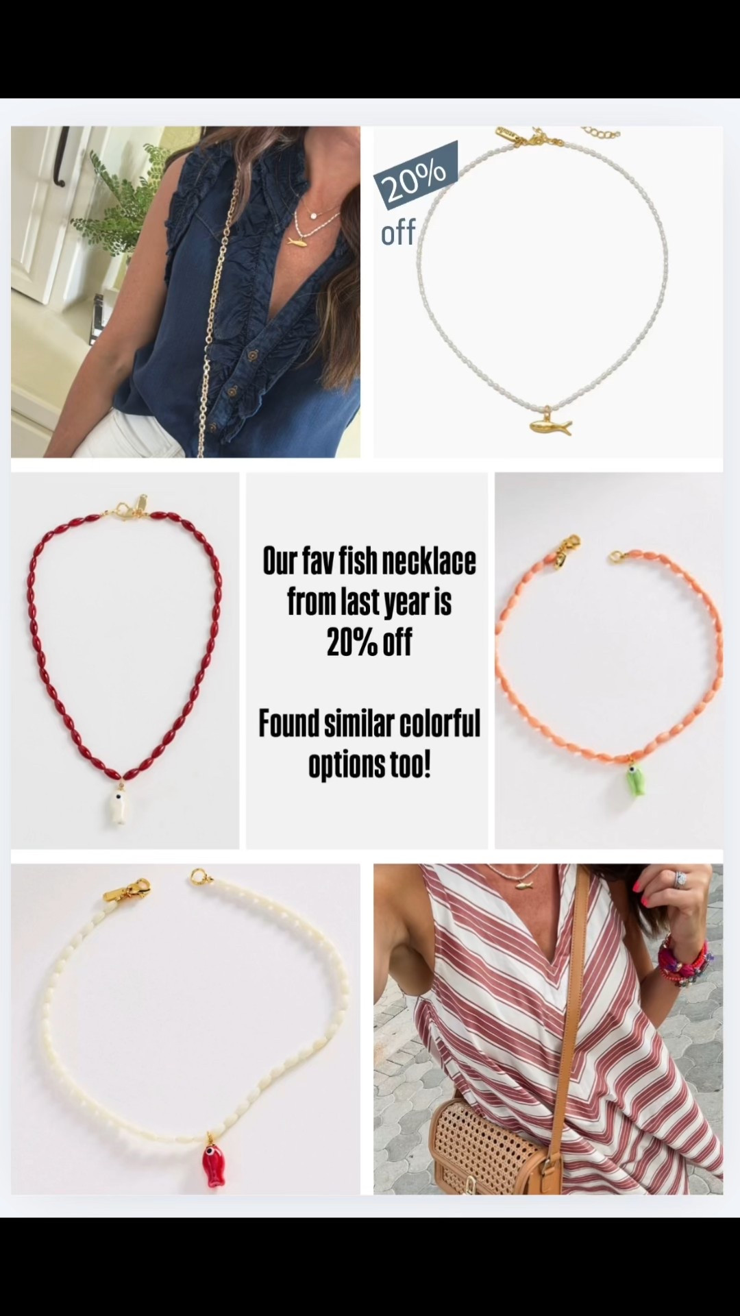 Fish charm necklace. Summer accessories. Sequin jewelry. Logan Tay. 

#LTKOver40 #LTKSaleAlert #LTKSeasonal