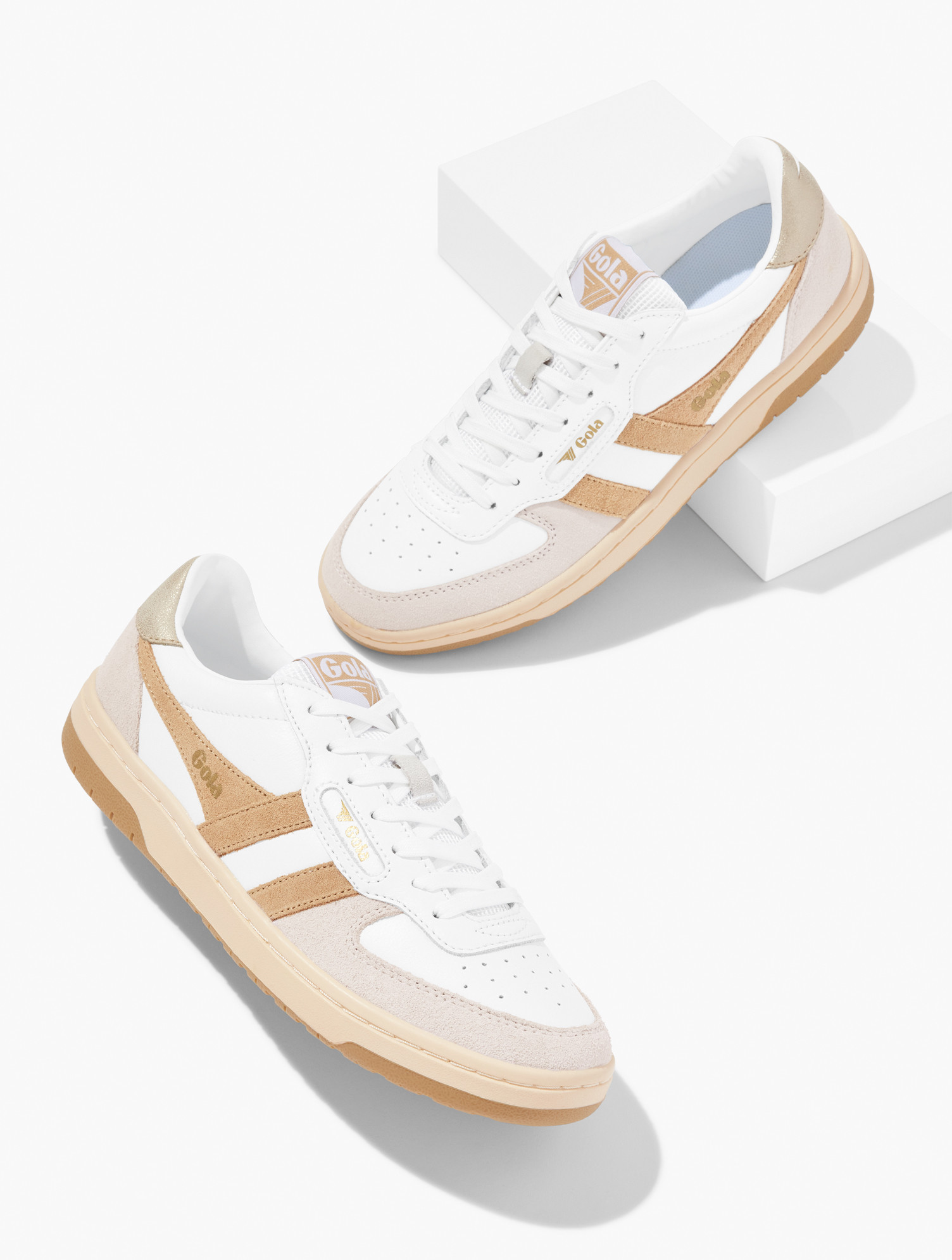 GolaÂ® Hawk Sneakers - White/Light Caramel/Gold - 8M Talbots | Talbots