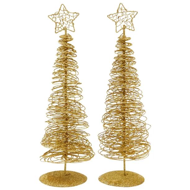 2 Pack Mini Gold Table Christmas Tree Decor for Holiday Home Decorations, 10.5x3 in - Walmart.com | Walmart (US)