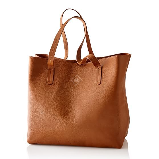 Everyday Leather Tote Bag, Camel - Personalized | Mark and Graham