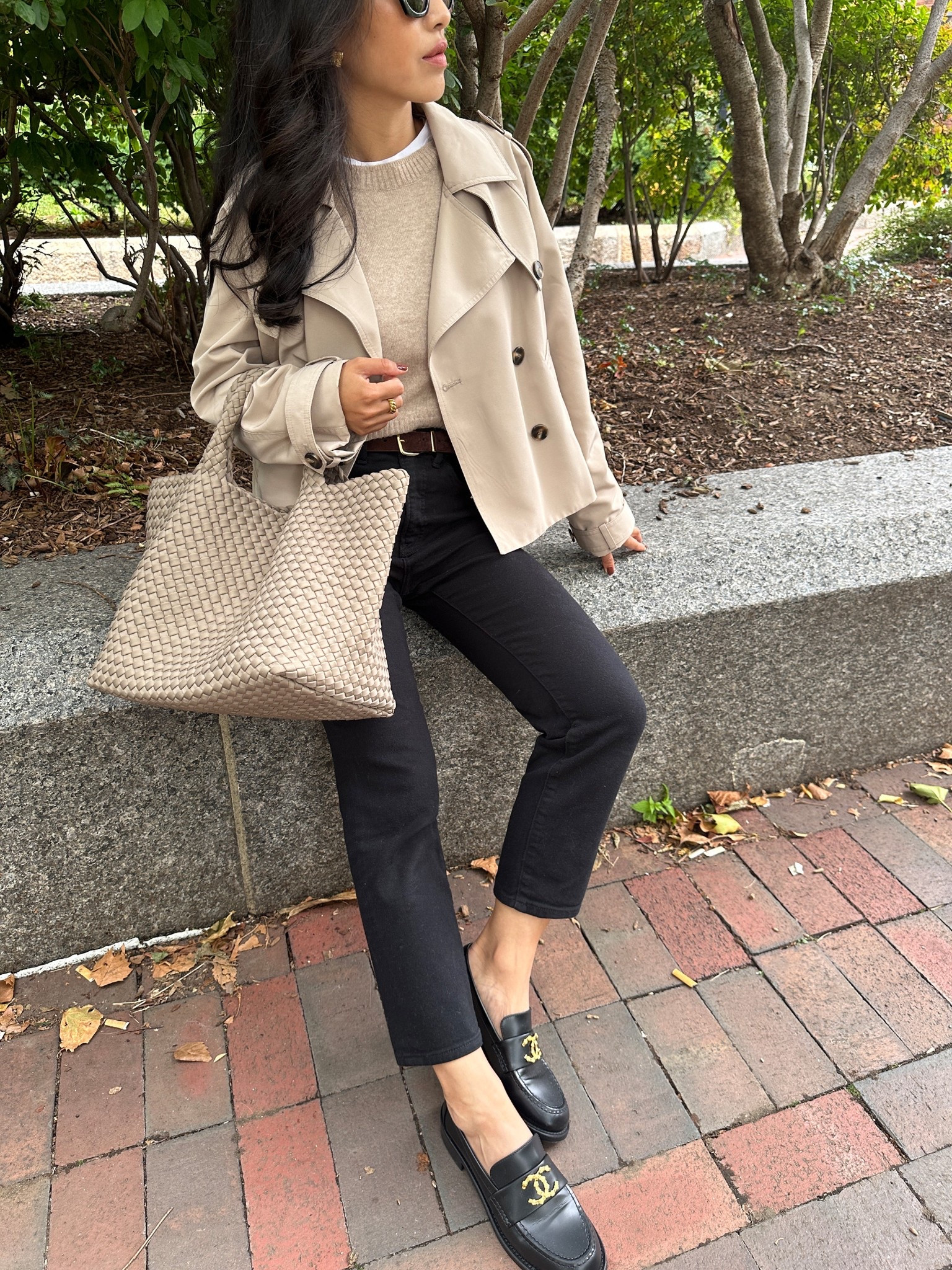 spring smart casual work outfit 

• Steve Madden Sirius Jacket xs - Runs big with sleeves folded under. Linked similar options including a kids size coat that could work for petite sizes!

• Quince cashmere boxy crewneck sweater in oatmeal size xs

• Everlane box cut tee xs (I sized up)

• Old express pants, linked similar Quince ponte pants that I own in Xs 26 inseam which are a slim fit on me 

• Chanel loafers - linked look for less 
The Lorraine are a staple that’s comfy with no breaking in. I have size 5.5

• Naghedi St. Barth's medium tote in cashmere 

Petite friendly, spring outfits, casual workwear 


#LTKShoeCrush #LTKPetite #LTKWorkwear