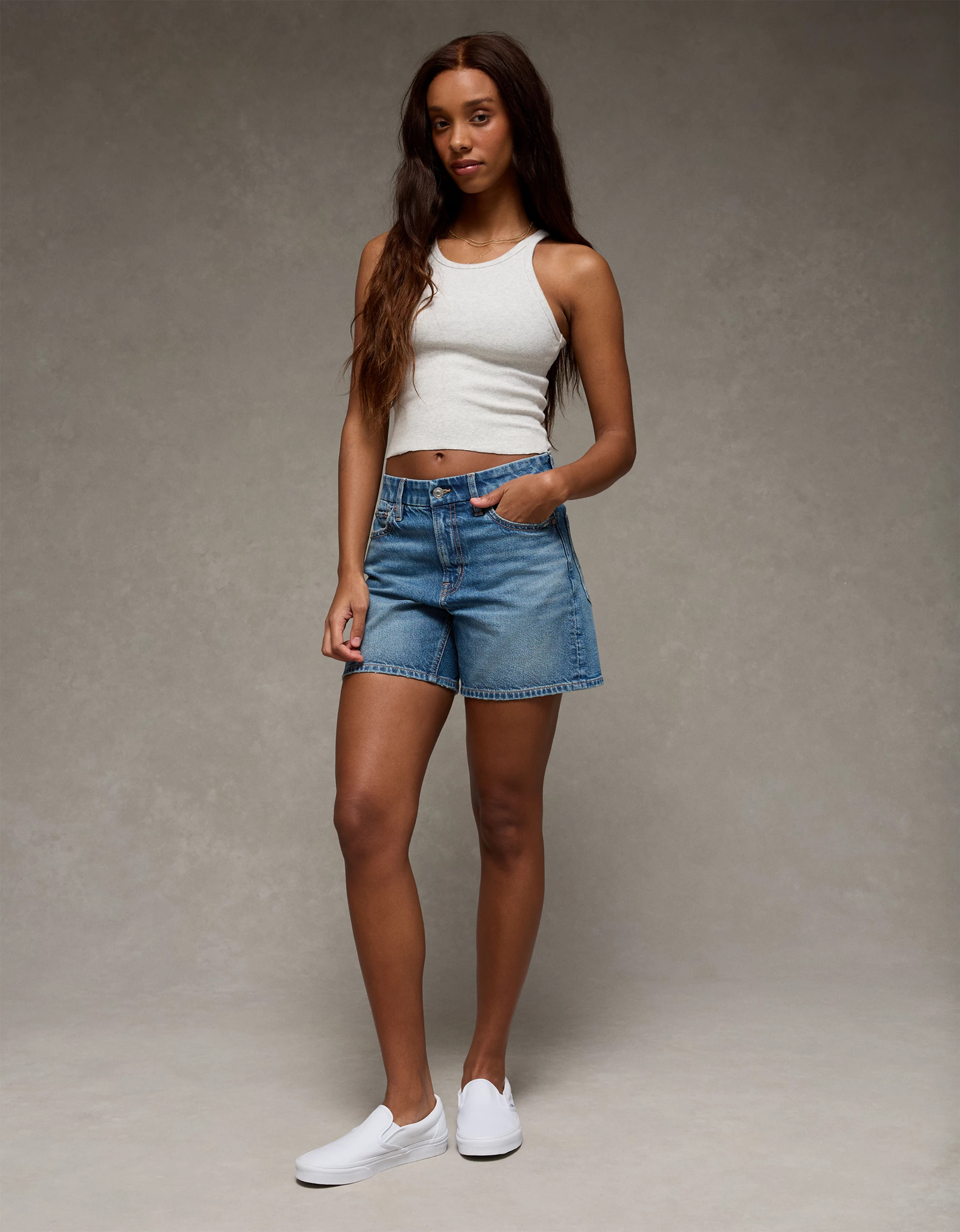 AE 6" Strigid Curvy Super High-Waisted Relaxed Denim Short | American Eagle Outfitters (US & CA)