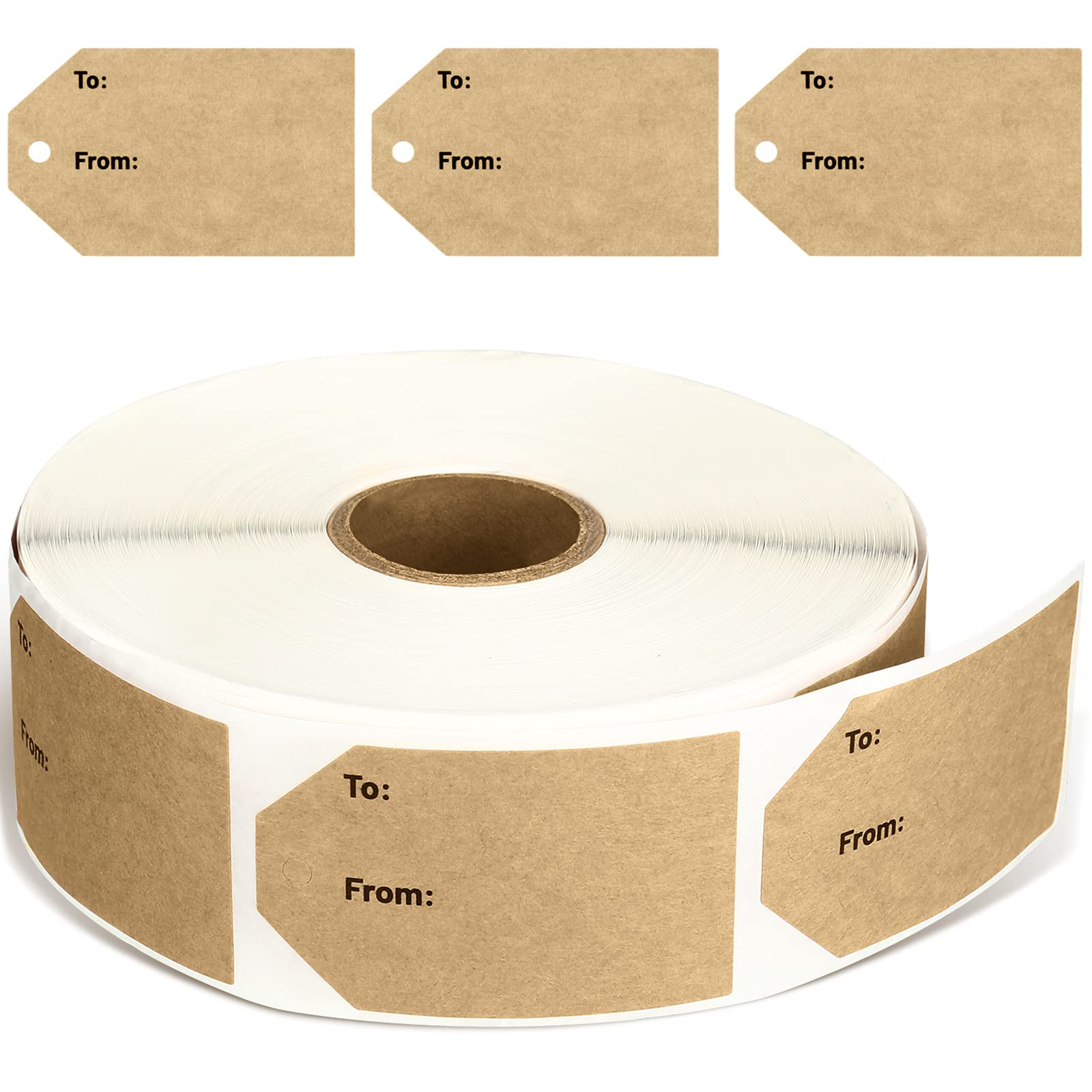 800 Pieces to and from Stickers 1.15" x 2" Kraft Tags Sticker Brown Holiday Present Stickers for ... | Amazon (US)