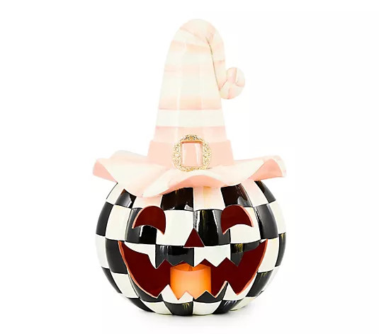 MacKenzie-Childs Rosy Happy Jack Illuminated Pumpkin - QVC.com | QVC