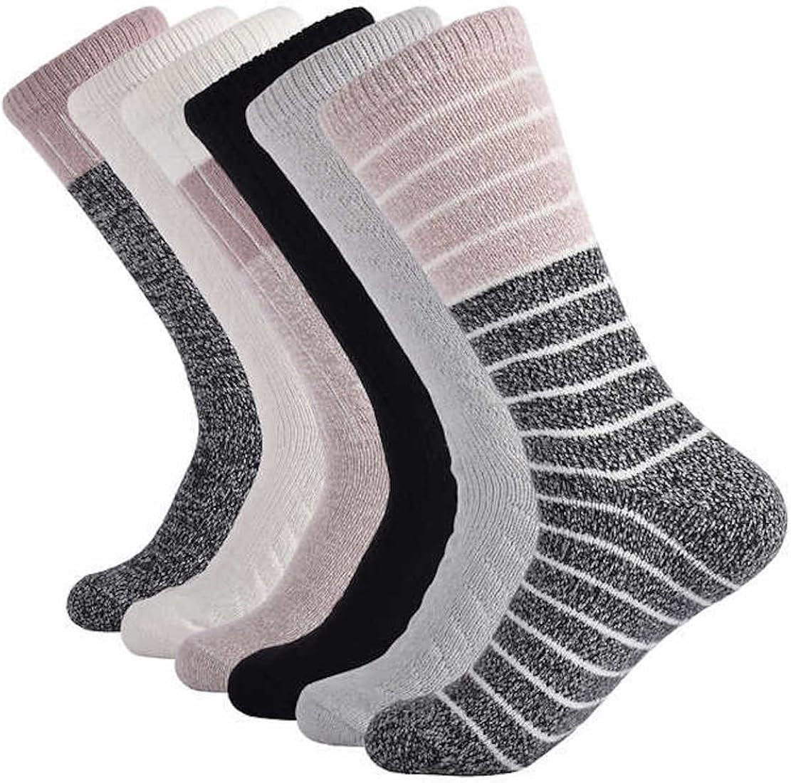 Lucky Brand Women's Super Soft Boot Socks, 6 Pair, Fits Shoe Sizes 5-10 (Black/Blush/Multi) | Amazon (US)