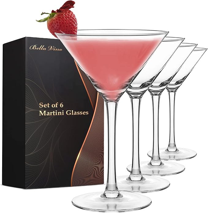 Set of 6 Martini Glasses, Cosmopolitan Glasses Margarita Glasses, Whiskey, Gin, Tequila, Tall Coc... | Amazon (US)