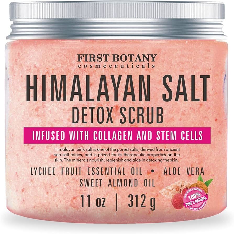 First Botany, Himalayan Salt Body Scrub with Collagen & Stem Cells, Natural Exfoliating Salt Scru... | Amazon (US)