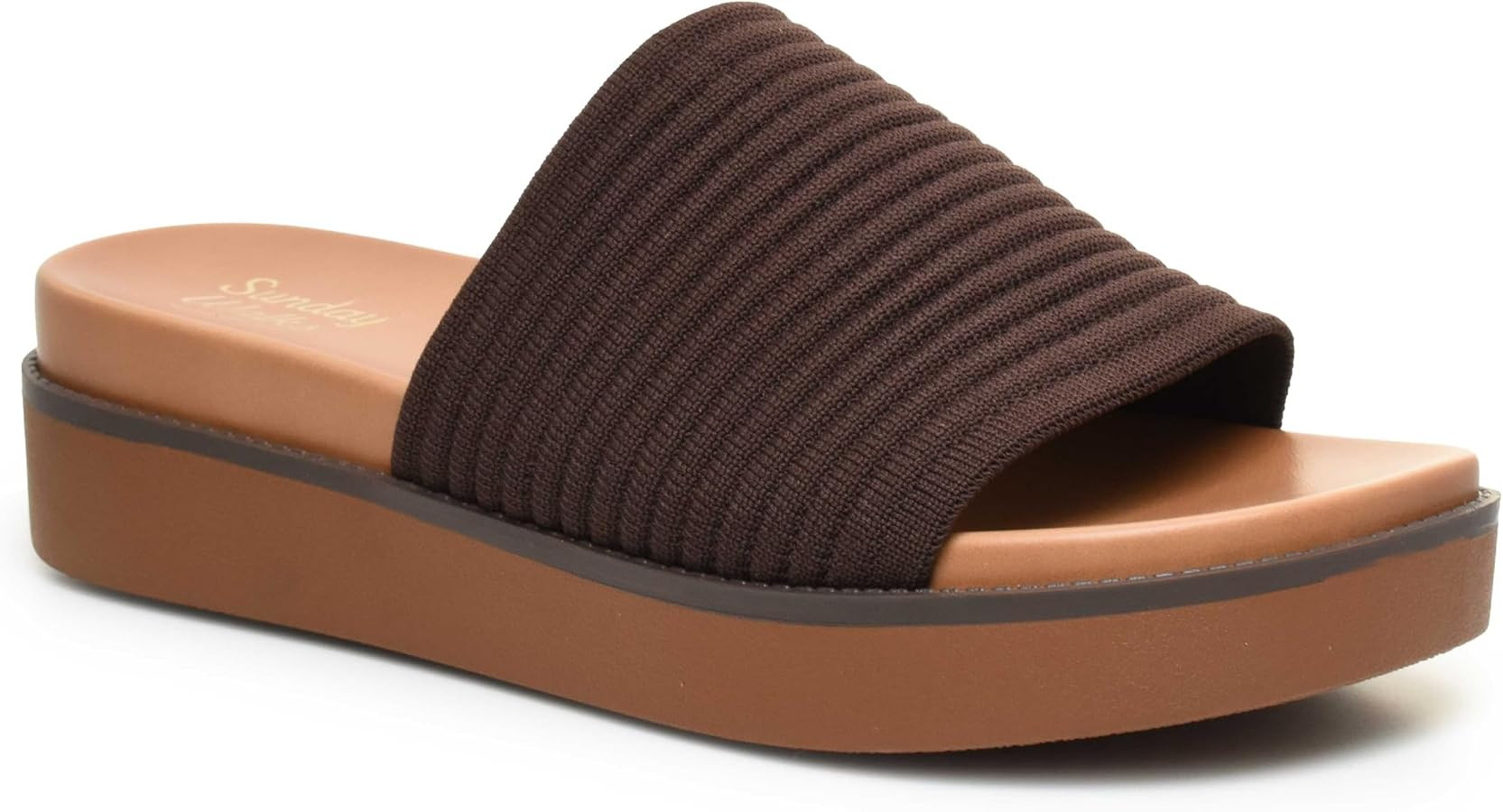Women’s Platform Slide Sandal ALIZA, Ribbed Knit Upper, Cushioned Footbed, Lightweight Slip-On ... | Amazon (US)