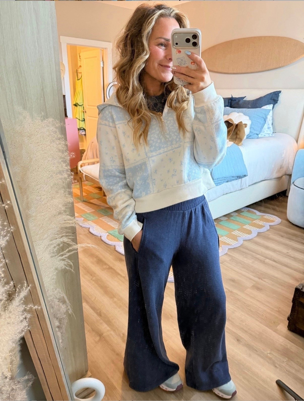 POV: the outfit you throw on “just for errands” and suddenly feel put together 🤍

This cozy half-zip + wide leg sweat combo is giving elevated lounge in the best way. The soft blue tones feel so fresh for spring, and the relaxed fit is chef’s kiss for busy days when you still want to look cute without trying too hard.

Perfect for school drop-offs, coffee runs, or those “I might run into someone” moments ☕️

✨ Wearing true to size
✨ Buttery soft + lightweight (not bulky)
✨ The wide leg fit = flattering + elongating

Linked everything here for you 👇🏼 #LTKStyle #LTKSpring #LTKCasual
