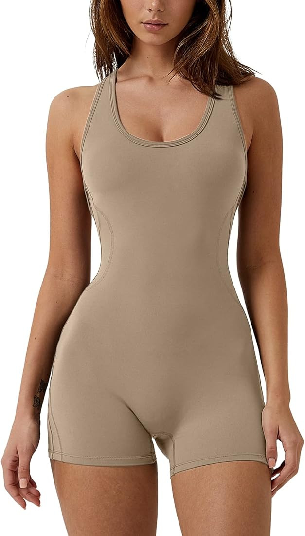 Meyeeka Stretchy Womens Jumpsuit Tummy Control One Piece Romper High Cut Jumpsuits with Chest Pad... | Amazon (US)