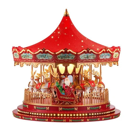 Mr. Christmas 17 in. Animated Deluxe Snowflake Crystal Carousel | Walmart (US)
