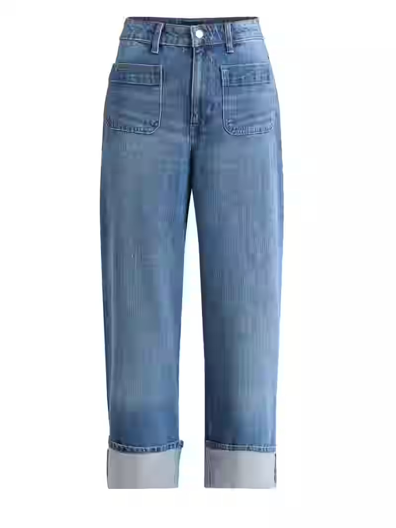 Free Assembly Women’s High Rise Cuffed Jeans with Patch Pockets, 30" Inseam, Sizes 0-16 | Walmart (US)