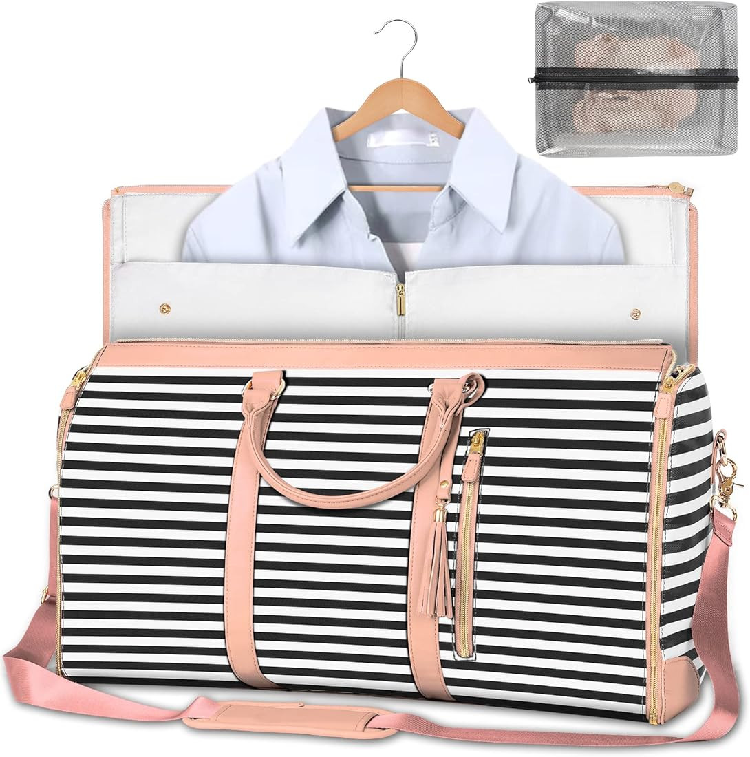 Ytonet Carry On Garment Bag, Large Hanging Duffle Bag for Women, PU Leather Waterproof Bags Trave... | Amazon (US)