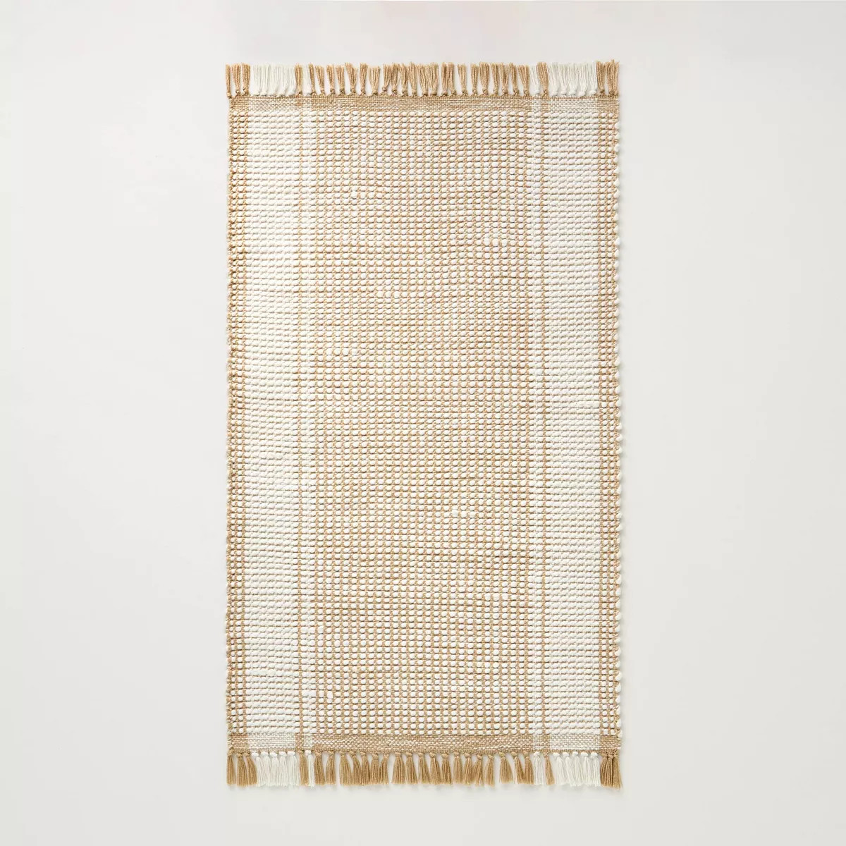 Wide Border Stripe Handmade Woven Area Rug Tan/Cream - Hearth & Hand™ with Magnolia | Target