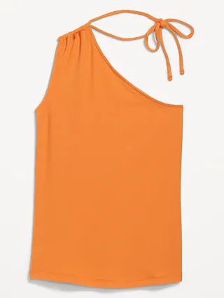 Fitted One-Shoulder Rib-Knit Double Tie-Strap Top for Women | Old Navy (US)