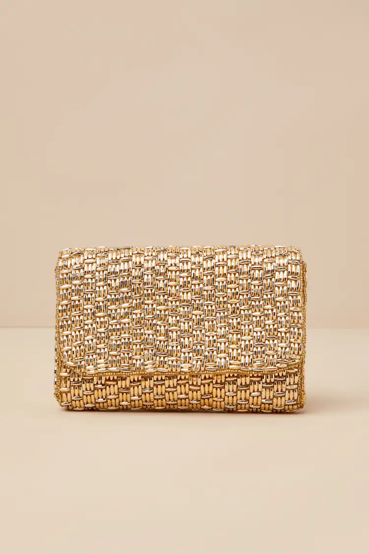 Stunning Glow Gold Beaded Rectangular Mini Clutch | Lulus