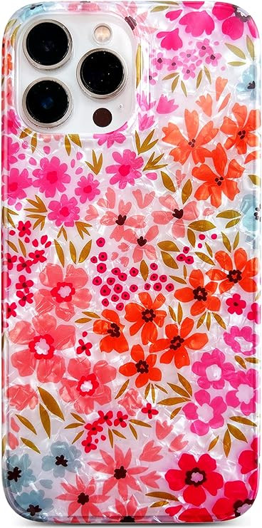 Qokey for iPhone 15 Pro Max Case,Clear Flower Cover for Girl Women,Cute Shell Pattern Sparkle Cry... | Amazon (US)