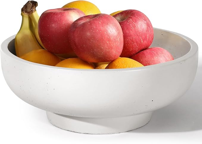 Concrete Fruit Bowl for Kitchen & Entryway - 10.65" Large Modern Decorative Centerpiece Bowl with... | Amazon (US)