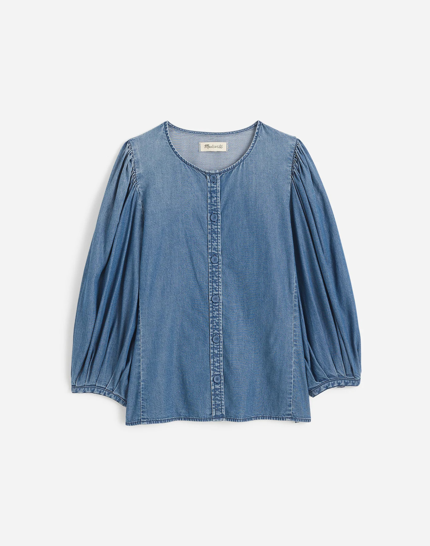 Denim Puff-Sleeve Button-Up Top | Madewell | Madewell