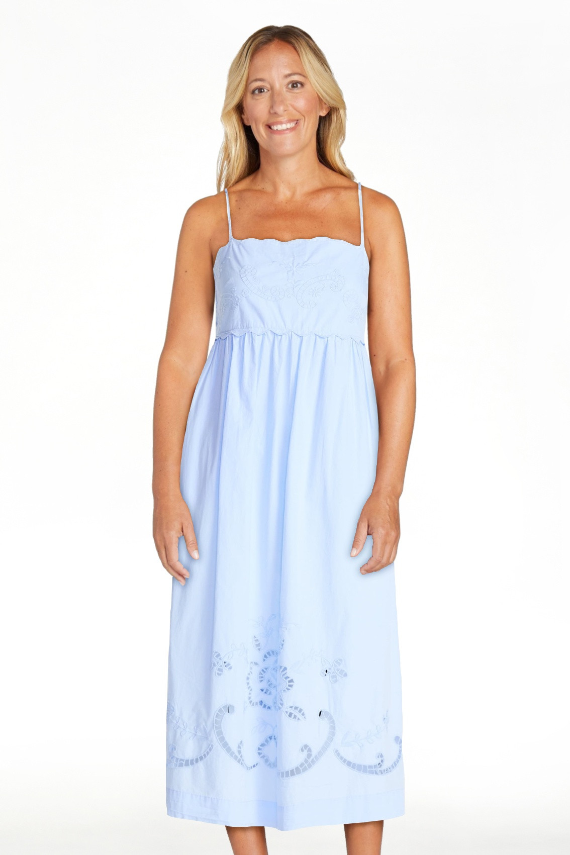 Free Assembly Women’s Embroidered Cotton Midi Dress, Sizes XS-XXL | Walmart (US)