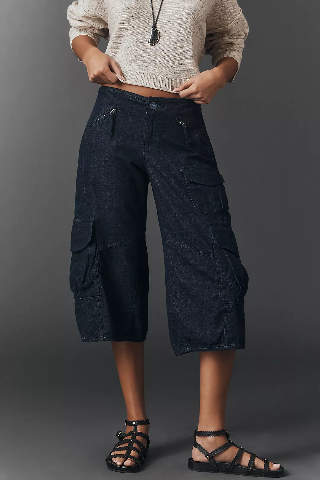 Pilcro Cargo Crop High-Rise Culotte Jeans | Anthropologie (US)
