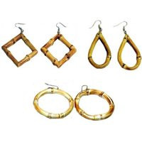 Real Bamboo Dangle Earrings Choice Of 3 Styles - Hoop/Teardrop/Diamond Shape | Etsy (US)