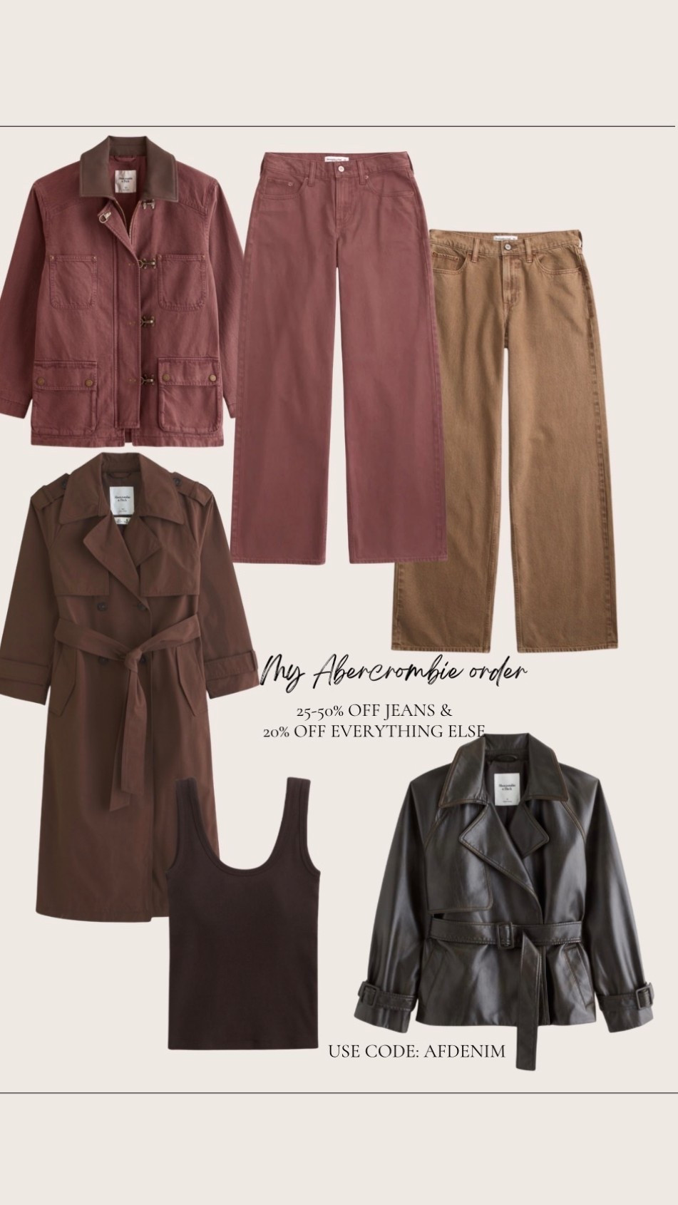 Abercrombie order 
Use code: DENIMAF

#LTKSaleAlert