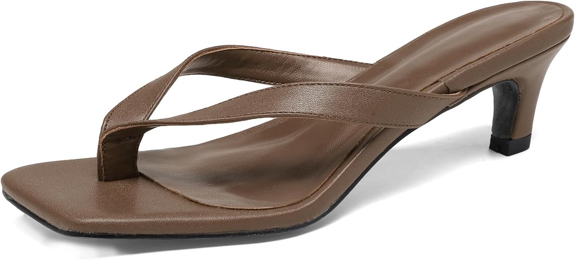 Women Kitten Heel Thong Sandals Square Open Toe Flip Flop Sandals Low Heel Fashion Party Dress He... | Amazon (US)
