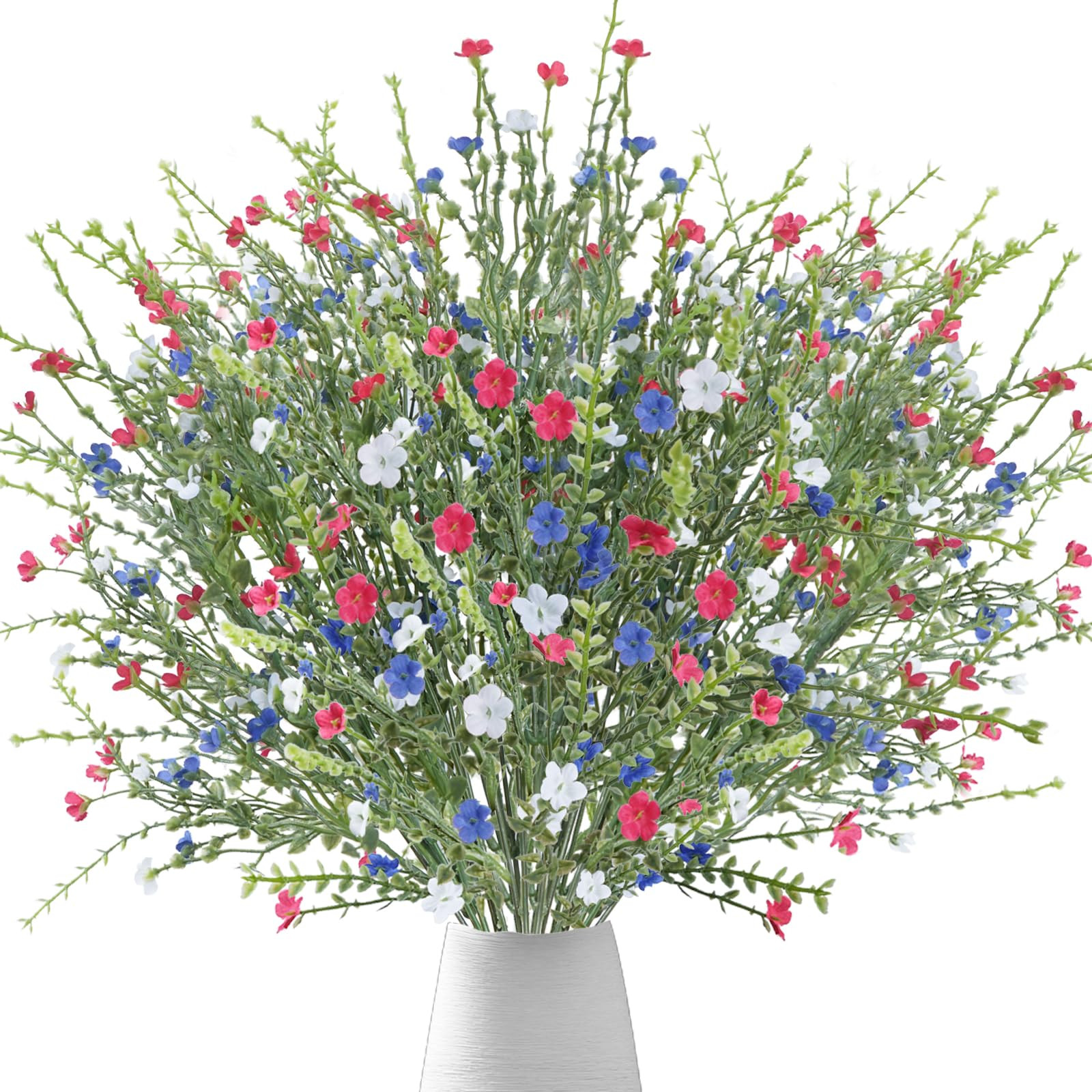 4th of July Artificial Red White Blue Flowers, Patriotic Flowers Independence Day Fake Wildflower... | Amazon (US)