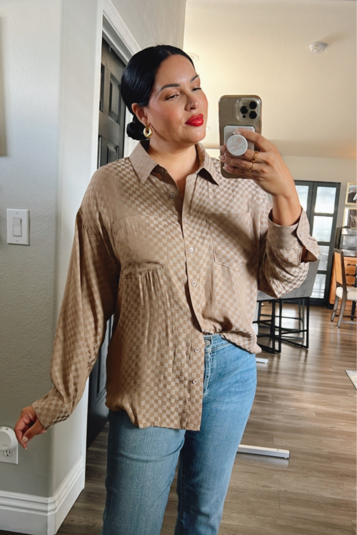 Loving this check pattern blouse in this gorgeous neutral tone 

#LTKSeasonal #LTKstyletip #LTKunder50